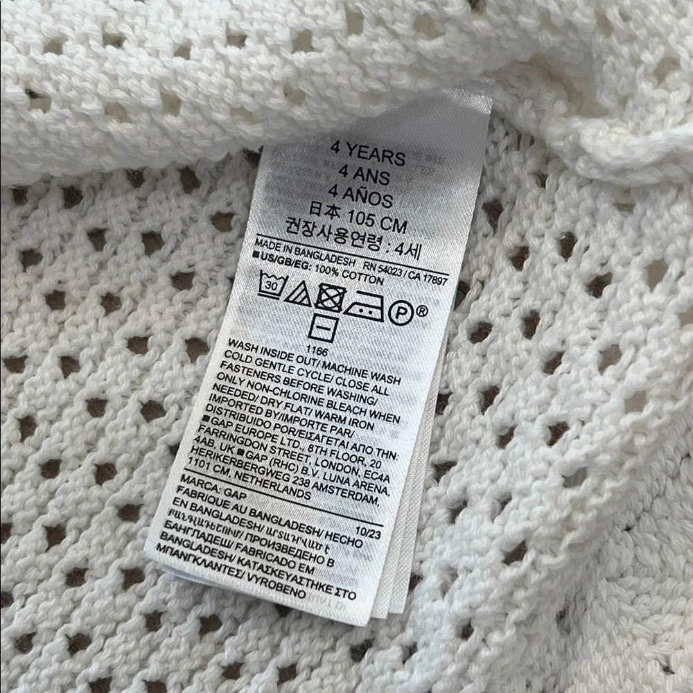 GAP White Crochet Cotton Knit Button-Front Cardigan